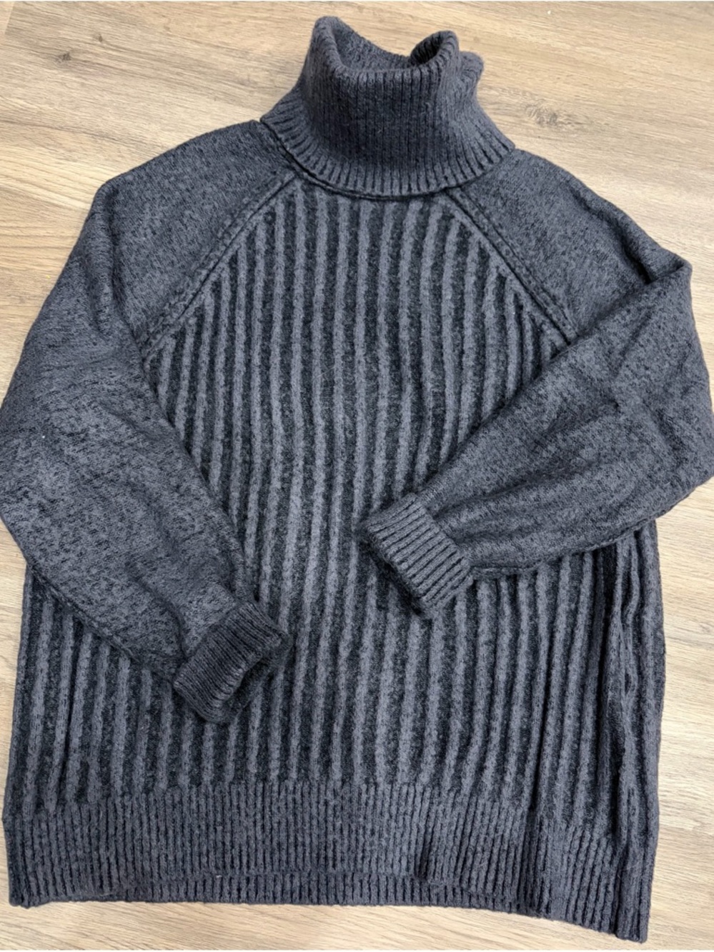 Free People Charcoal Ribbed Turtleneck Sweater